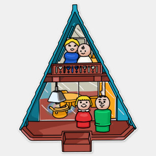 Little People Family In Their A-Frame House