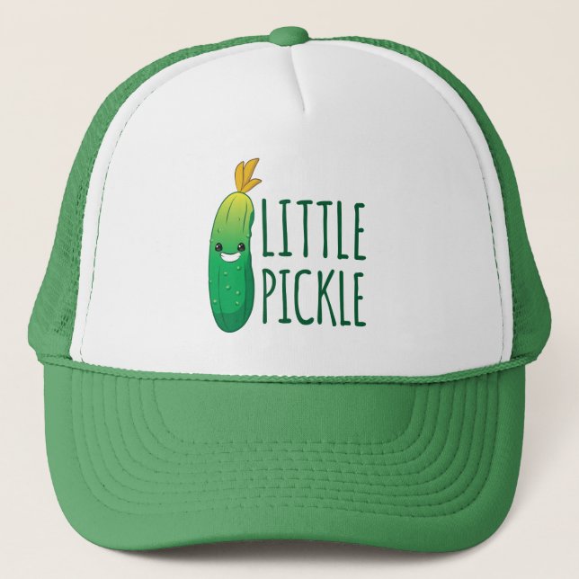 Little Pickle Cute Green Pickle Wearing Sunglasses Trucker Hat (Front)