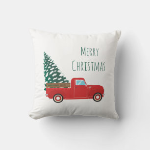 Little Pickup Truck Snow Covered Christmas Tree Cushion