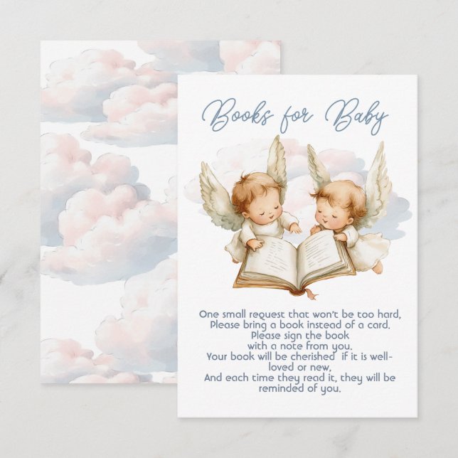Little Piece of Heaven Angel Twin Books for Baby Invitation (Front/Back)