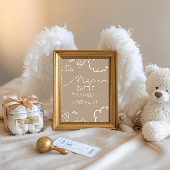 Little Piece of Heaven Beige Diaper Raffle Table Invitation (Little Piece of Heaven Beige Diaper Raffle Table)
