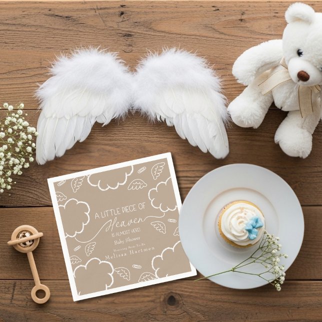 Little Piece of Heaven Beige  Napkins (Little Piece of Heaven Beige Thank You Napkins)