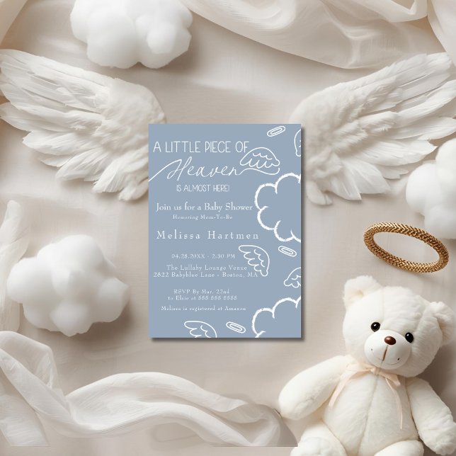 Little Piece of Heaven blue baby shower  Invitation (Little Piece of Heaven blue baby shower Invitation)