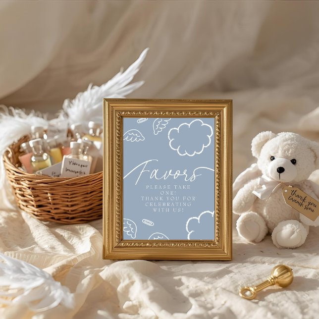 Little Piece of Heaven blue Favors Table Sign   Invitation (Little Piece of Heaven Favors Table Sign)