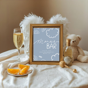 Little Piece of Heaven Blue Momosa Bar Sign Invitation