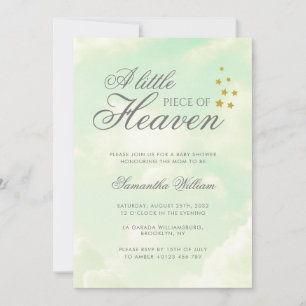 Little Piece of Heaven Cloudy Sky Baby Shower Invitation