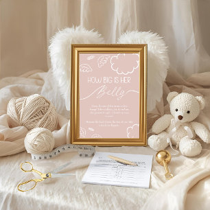 Little Piece of Heaven  How Big Is Her Belly Pink Invitation