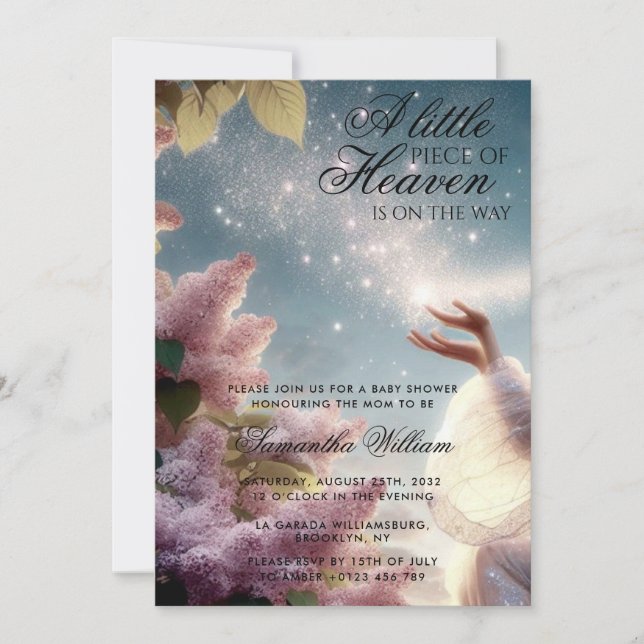 Little Piece of Heaven Magical Fairy Baby Shower Invitation (Front)