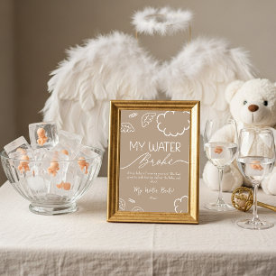 Little Piece of Heaven  My Water Broke Game Beige  Invitation