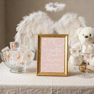 Little Piece of Heaven  My Water Broke Game Pink  Invitation