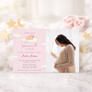 Little Piece of Heaven Photo Baby Girl Shower Invitation