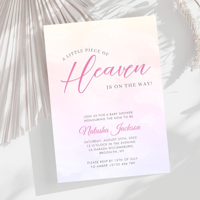 Little Piece of Heaven Pink Baby Shower Invitation (Creator Uploaded)