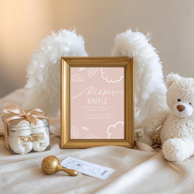 Little Piece of Heaven Pink Diaper Raffle Table Invitation (Little Piece of Heaven Pink Diaper Raffle Table)