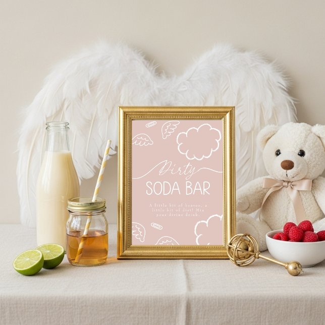 Little Piece of Heaven Pink Dirty Soda Bar Sign Invitation (Little Piece of Heaven Pink Dirty Soda Bar Sign)