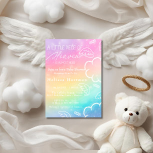 Little Piece of Heaven Rainbow baby shower Invitation