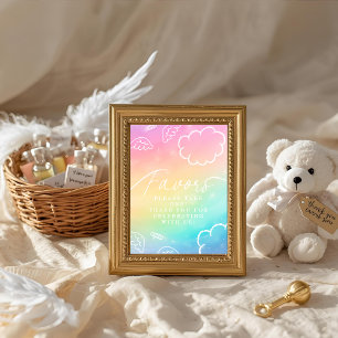 Little Piece of Heaven Rainbow Favors Table Sign Invitation