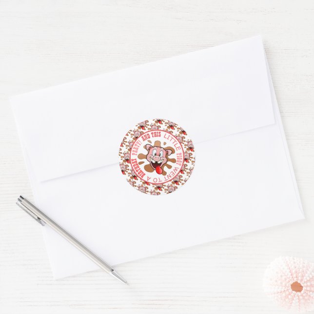 Little Piggy Birthday Party Classic Round Sticker (Envelope)
