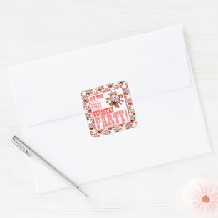 Little Piggy Birthday Party Square Sticker