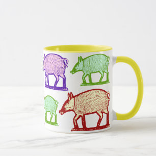 Little Piggy Went to Market Colourful Folk Art Pig Mug