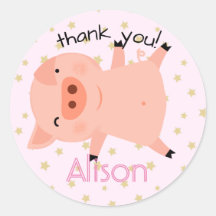 Little Piggy With Stars Thank You Pink