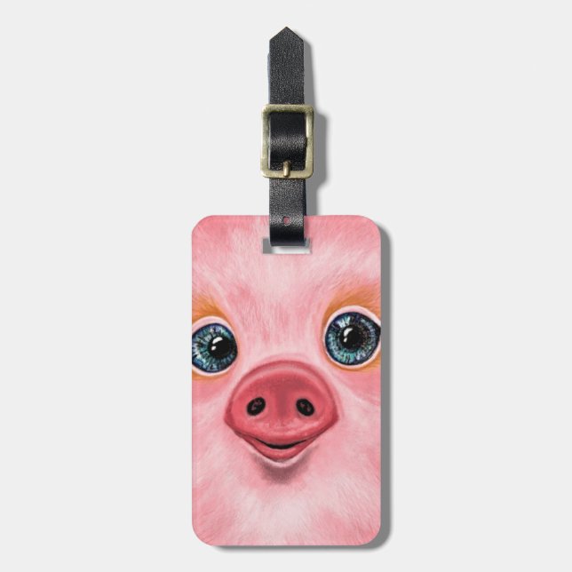 Little Piglet Luggage Tag Smile (Front Vertical)