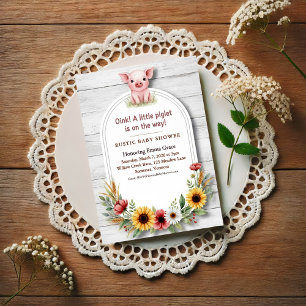 Little Piglet Sunflower Farm Baby Shower Postcard