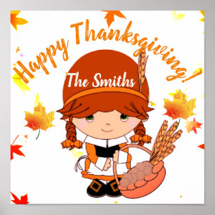Little Pilgrim Thanksgiving Custom Poster