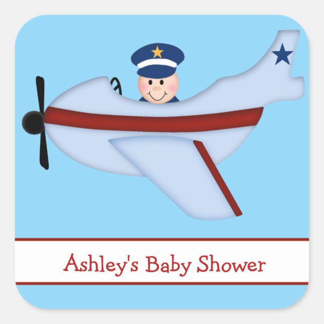 Little Pilot Baby Shower Stickers (Front)