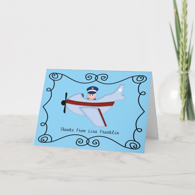 Little Pilot Baby Shower Thank You Note Card (Front)