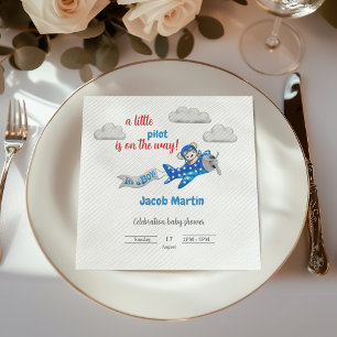 Little Pilot in the Sky Baby Shower Napkin