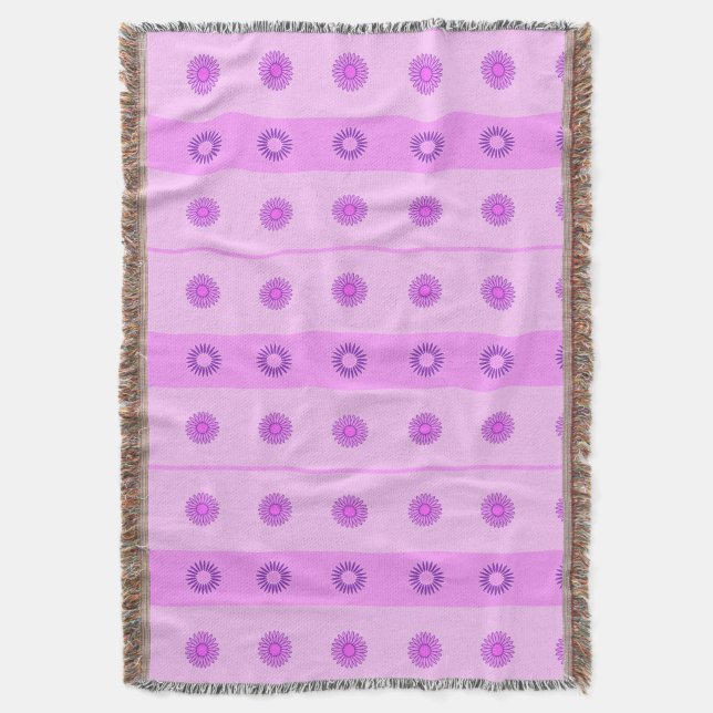 Little Pink and Purple Flowers Pattern Throw Blanket (Front Vertical)