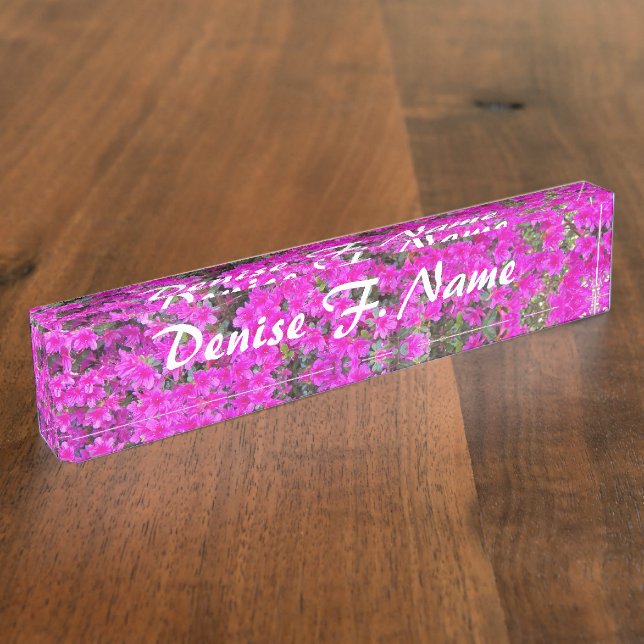 Little Pink Azaleas Personalised Floral Nameplate (Side)