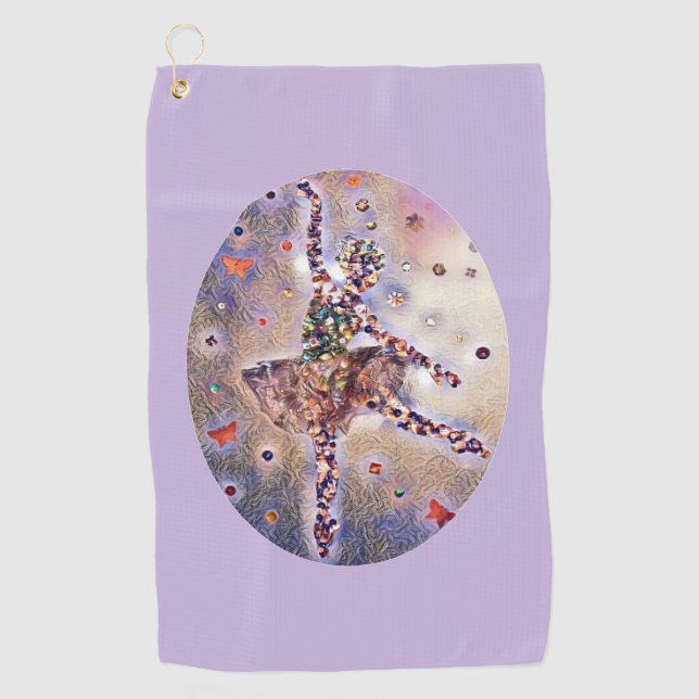 Little Pink Ballerina Cute Original Dance Art Golf Towel (Front)