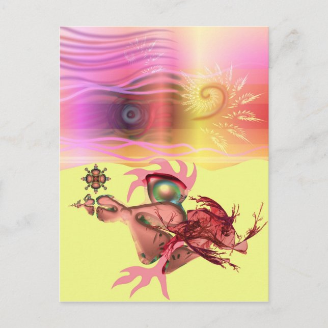 Little pink beastie goes for a run postcard (Front)