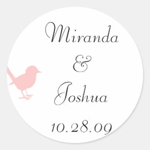 little pink bird classic round sticker