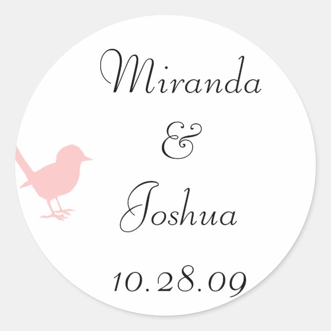 little pink bird classic round sticker (Front)