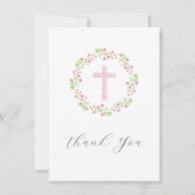 Little Pink Blossoms, Pink Cross Watercolor Wreath