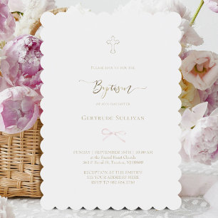 little pink bow   Baptism Invitation
