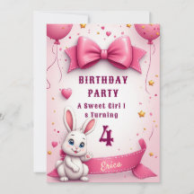 Little Pink Bunny Birthday Wishes 🐰