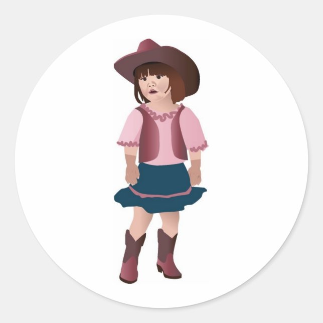 Little Pink Cowgirl Classic Round Sticker (Front)