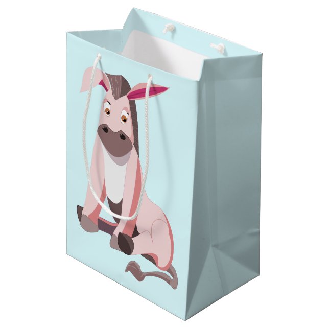 Little Pink Donkey - Add Your Colour / Text Medium Gift Bag (Front Angled)