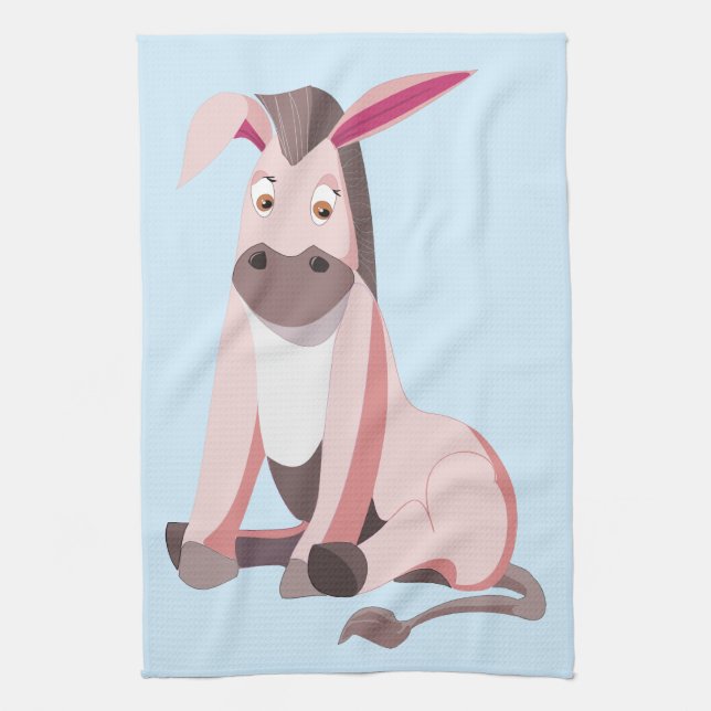 Little Pink Donkey - Tea Towel (Vertical)