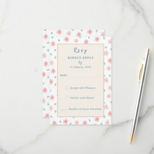 Little Pink Floral wedding Invitation RSVP Cards