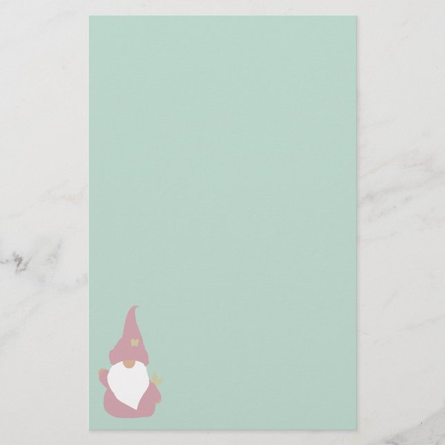 Little Pink Gnome Stationery (Front)