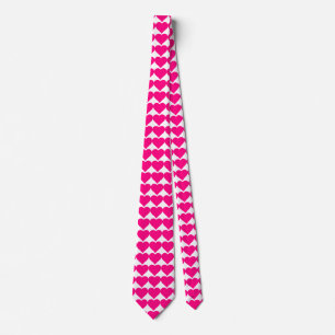 Little Pink Heart Pattern on White Tie