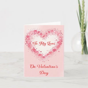 Little Pink Hearts and Flowers Valentine Holiday Card