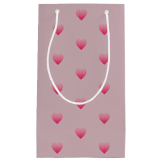 Little pink hearts pattern mauve blush background small gift bag