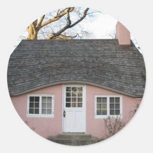 Little Pink House Classic Round Sticker