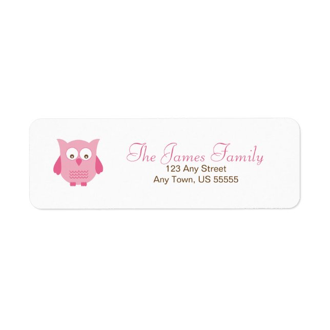 Little pink owl address labels (Front)