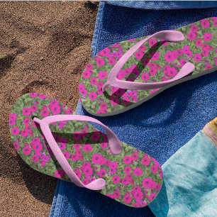 Little Pink Petunias Floral Pattern Jandals